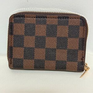 Checkered Brown and Black Card Case Wallet